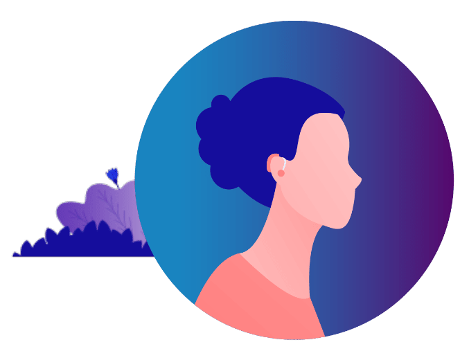 Cartoon image of woman looking into distance